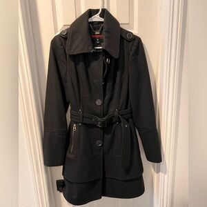 Miss Sixty Black Wool Coat with Belt